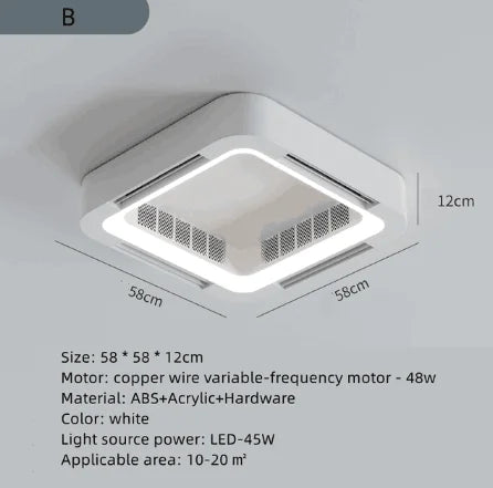 DecorBites™ Bladeless Ceiling Fan Light Remote Control LED Circulator for Bedroom Living Room