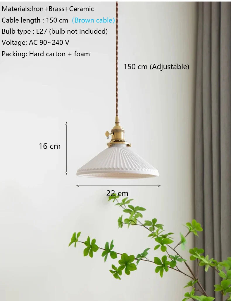 Decorbites™ Lámpara de techo de cerámica japonesa para iluminación de cocina y comedor, lujosa lámpara de techo LED