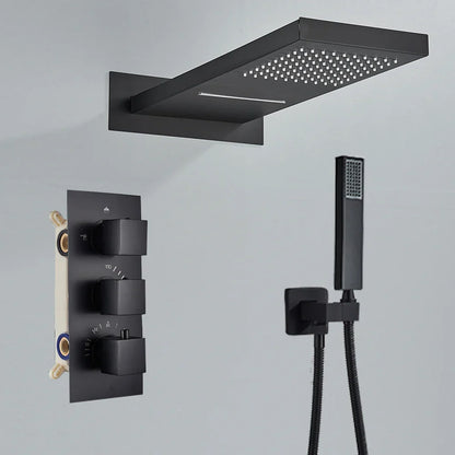 مجموعة حنفية دش ترموستاتية من DecorBites™ باللون الذهبي المصقول مع صنبور خلاط مخفي