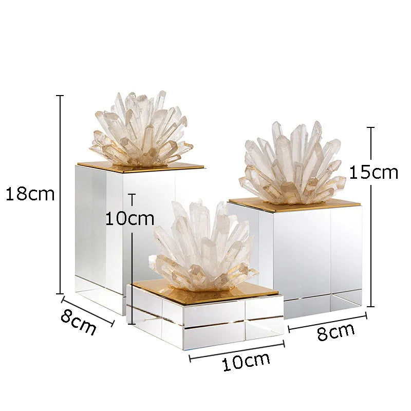 DecorBites™ Crystal Flower Marble Base Sculpture: Modern Artwork for Living Room Decor