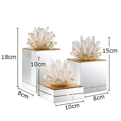 DecorBites™ Crystal Flower Marble Base Sculpture: Modern Artwork for Living Room Decor