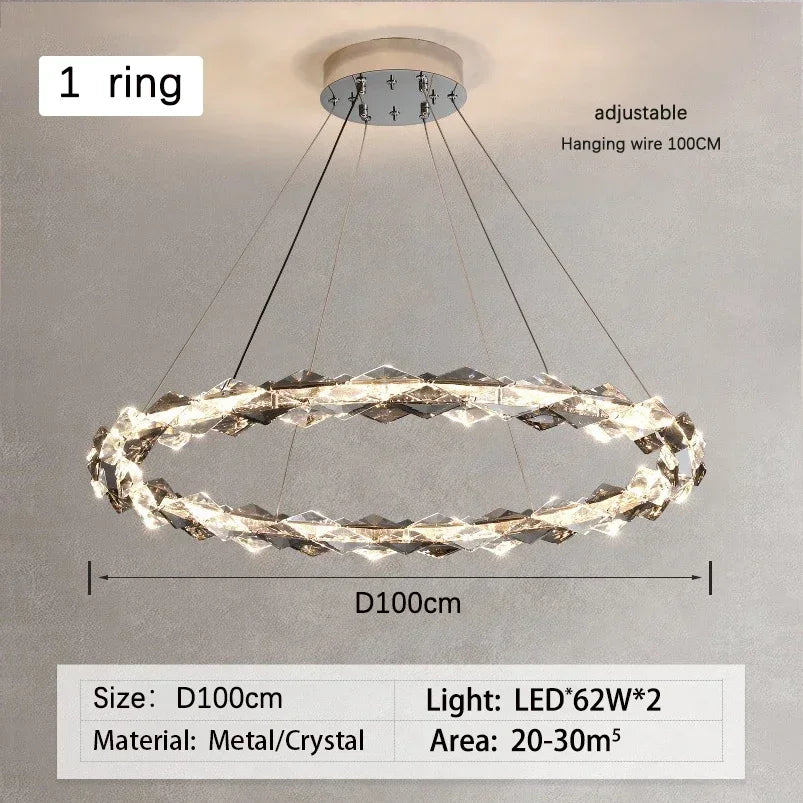 DecorBites™ Crystal Ring Chandelier: Modern Dimmable LED Ceiling Fixture