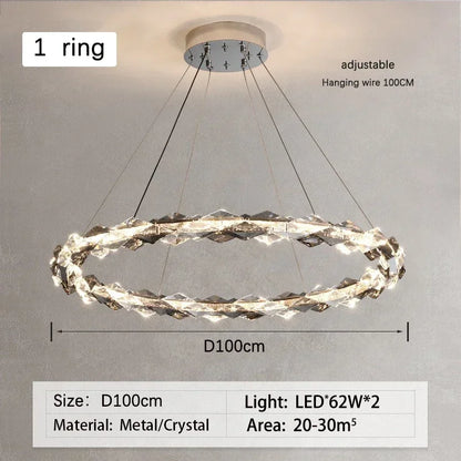DecorBites™ Crystal Ring Chandelier: Modern Dimmable LED Ceiling Fixture