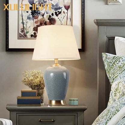 DecorBites™ Ice Crack Ceramic Table Lamp for Bedroom and Study