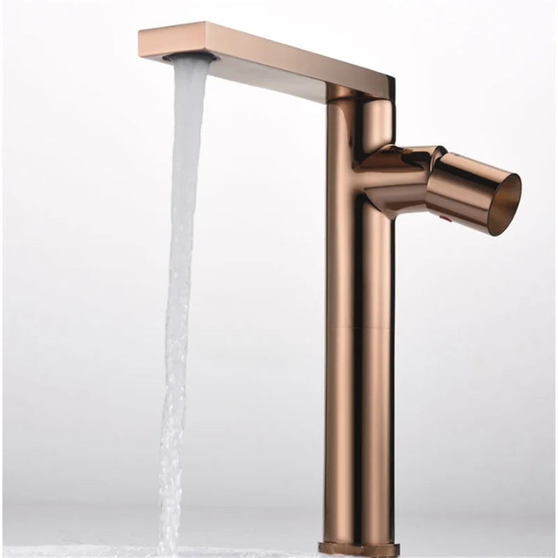 DecorBites™ Brushed Gold Basin Faucet: Single Handle Brass Bathroom Mixer Tap