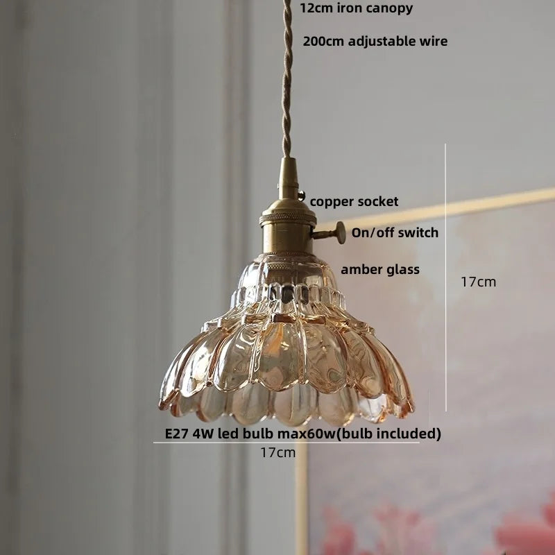 Decorbites™ Grüne Glas LED Hängelampe | Modern Nordisch Holz Walnuss | Messingknopf-Schalter | Hängelicht