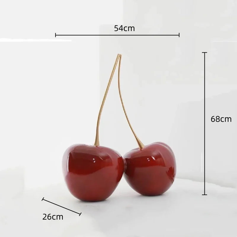 DecorBites™ Cherry Figurine: Resin Golden Cherry Statue Home Decor Accessory
