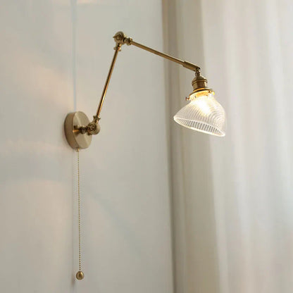 DecorBites™ Brass Swing Arm LED Wall Light Fixture with Rotatable Arms & Pull Chain Switch