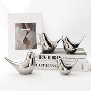 Figurillas de Aves de Plata Dorada™ Estatuas Modernas de Cerámica - Decoración del Hogar Regalos de Boda