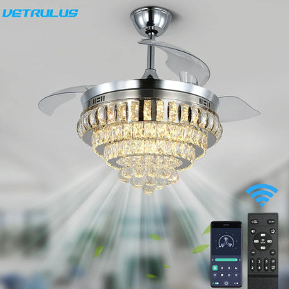 DecorBites™ Crystal Ceiling Fan with LED Light and Remote Control