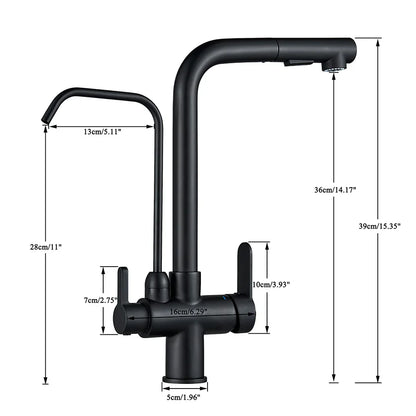 DecorBites™ Black 2-in-1 Purification Kitchen Faucet with Flexible Pull Out Nozzle