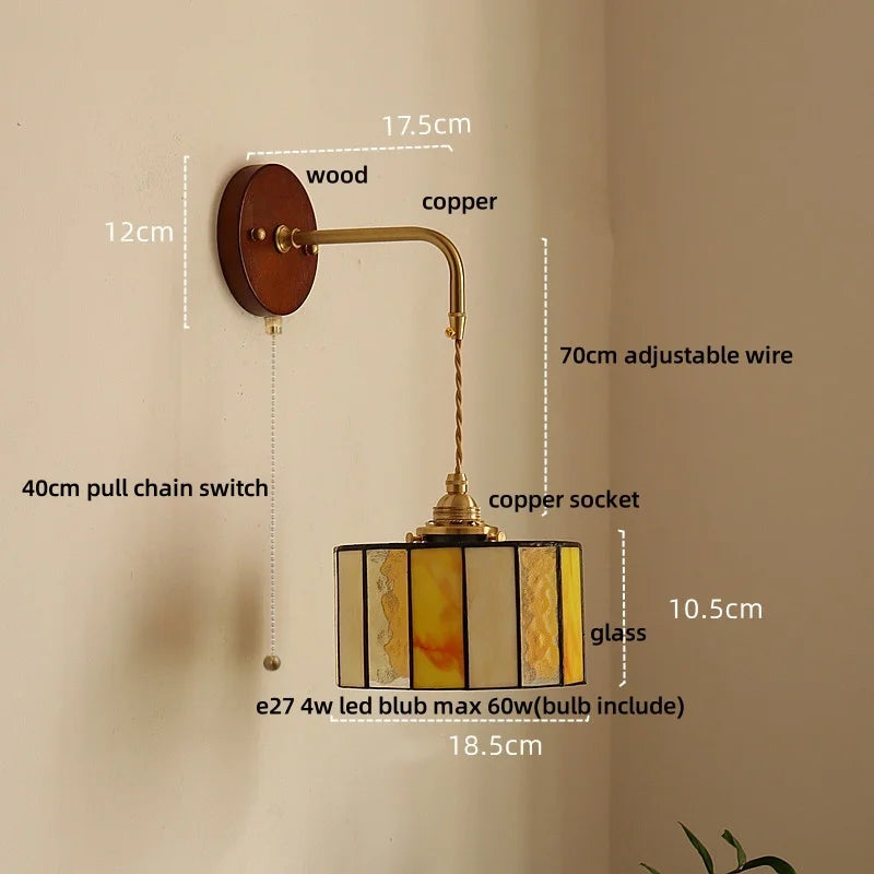 DecorBites™ Adjustable LED Wall Lamp Sconce Copper Wood Glass Stair Light