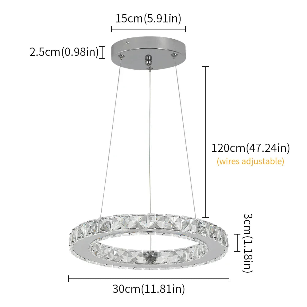 DecorBites™ Crystal Rings LED Chandelier Pendant Light Fixture