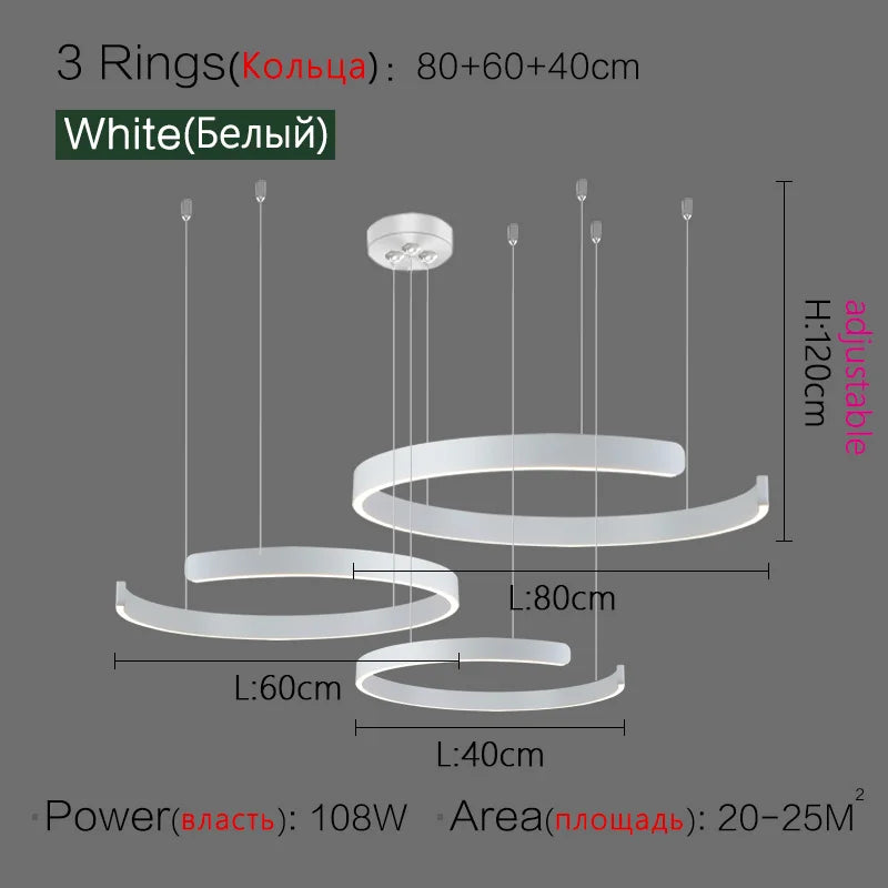 DecorBites™ LED Ring Chandelier for Home Decor - Modern Nordic Style Lighting