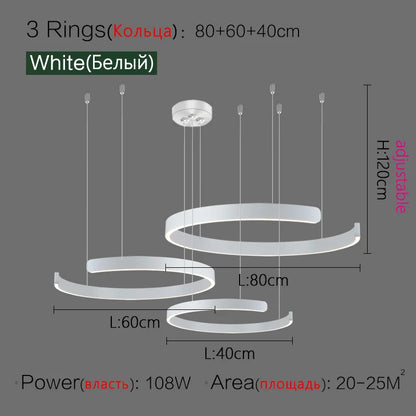 DecorBites™ LED Ring Chandelier for Home Decor - Modern Nordic Style Lighting