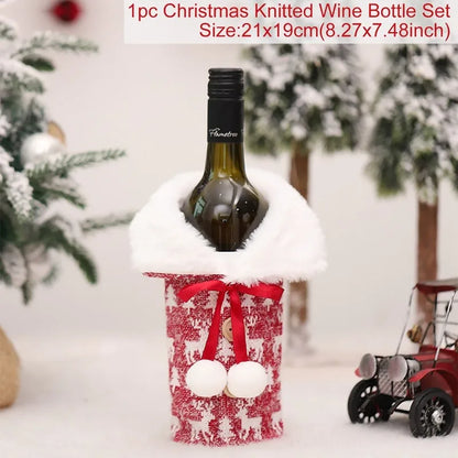 Christmas Wine Bottle Cover Merry Christmas Decorations For Home 2024 Cristmas Ornament Xmas Navidad Gifts Happy New Year 2025