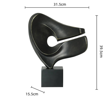 DecorBites™ Abstract Hollowed-out Resin Sculpture, Black and White Modern Home Decor Statue.
