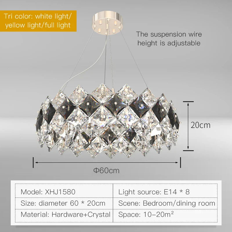 DecorBites™ Crystal Chandelier: Postmodern Luxury Pendant for Living Room, Bedroom, and Restaurant