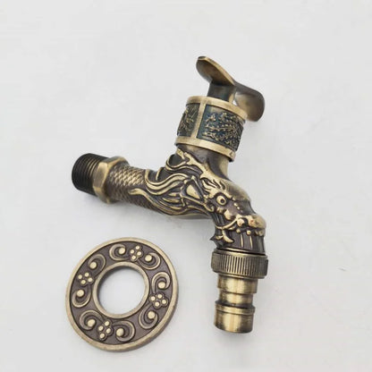 DecorBites™ Bronze Dragon Carved Tap Bibcock - Outdoor Garden Faucet