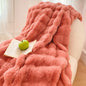 Decobites Gradient Pink Double Layer Faux Fur Winter Blanket