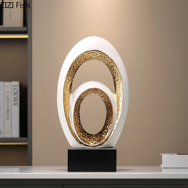 Escultura de Arte Abstracta Decorbites™ Gold Ornamentos de Escritorio Estética Minimalista Decoración