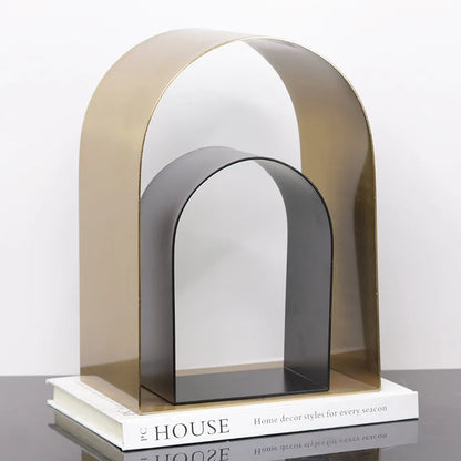 ديكور بايتس™ - منحوتة معدنية على شكل أقواس ذهبية - ديكور غرفة - تمثال هندسي مصنوع يدويًا