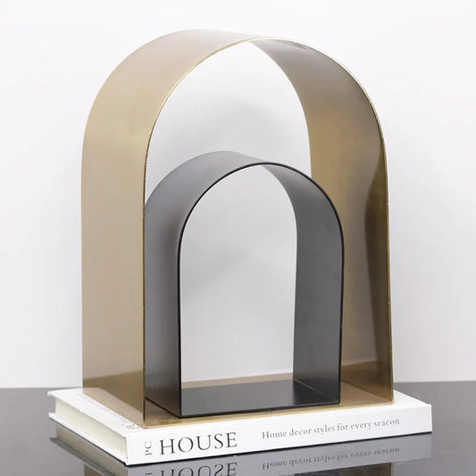 DecorBites™ Golden Arches Metal Sculpture Room Decoration Geometric Handicraft Figurine