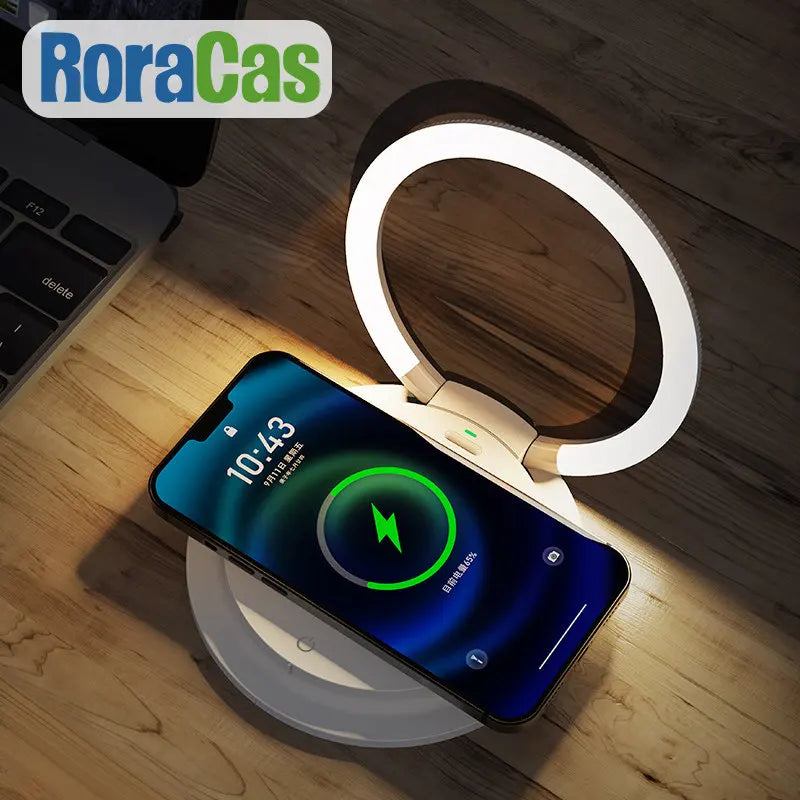 DecorBites™ LED Night Light with 15W Wireless Charger - Bedroom Decor Nightlight & Eye Protection