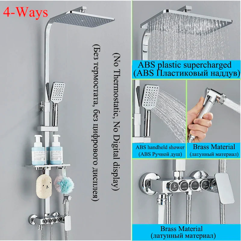 DecorBites™ Digital Display Thermostatic Shower Faucet Set Rainfall Shower Mixer
