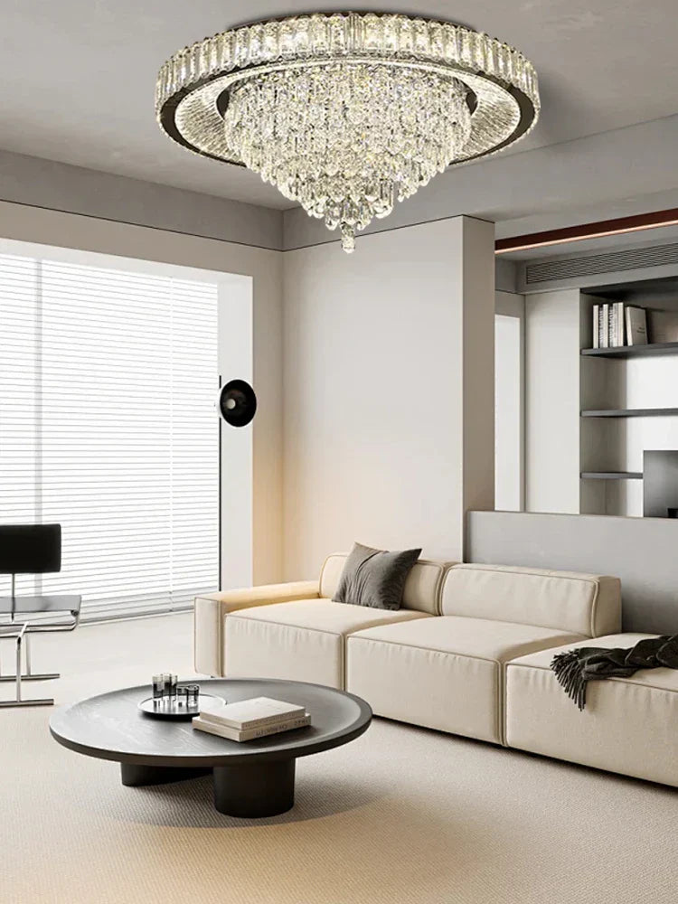 Lámpara de techo de cristal cónico DecorBites™ - Decoración de lujo para sala de estar en acero inoxidable