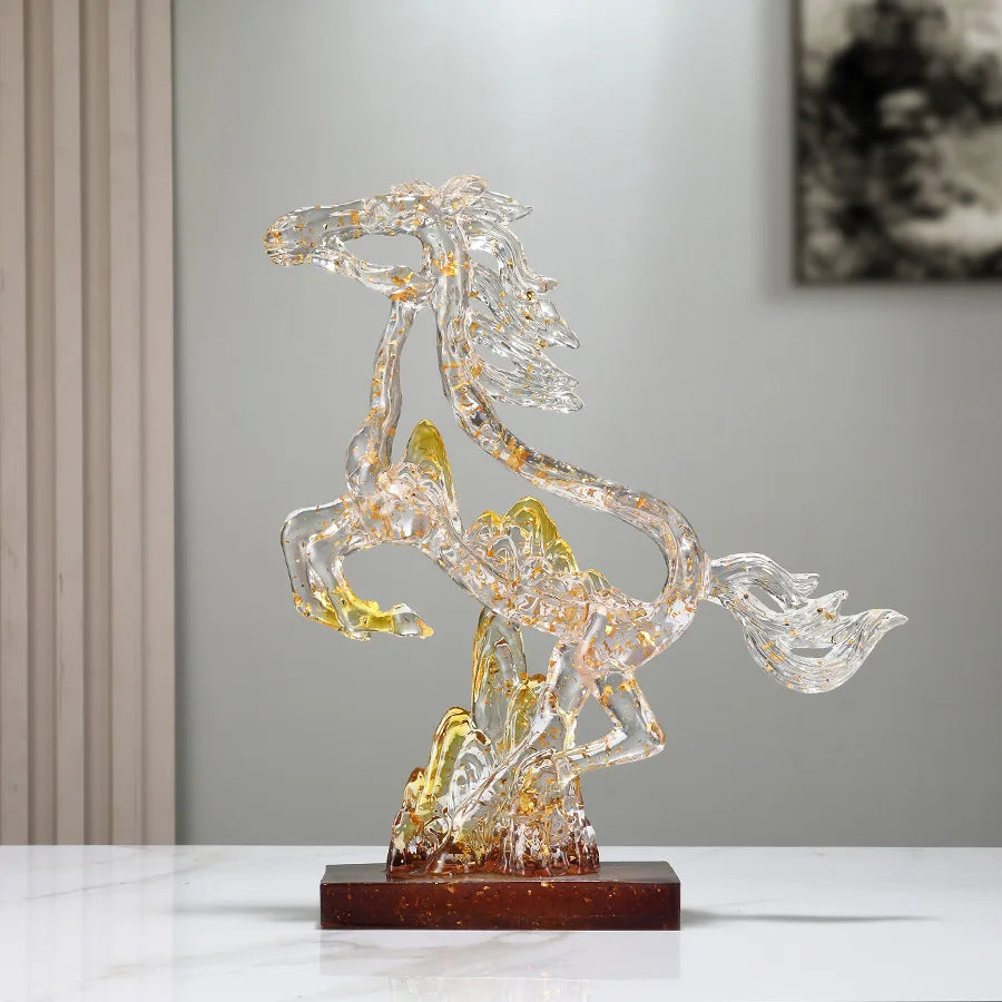 DecorBites™ Crystal Horse Statue Abstract Colored Sculpture for Home Decoration