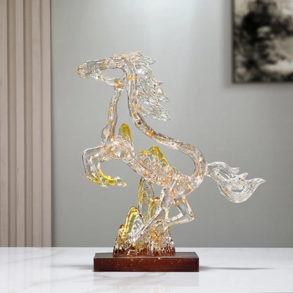 DecorBites™ Crystal Horse Statue Abstract Colored Sculpture for Home Decoration