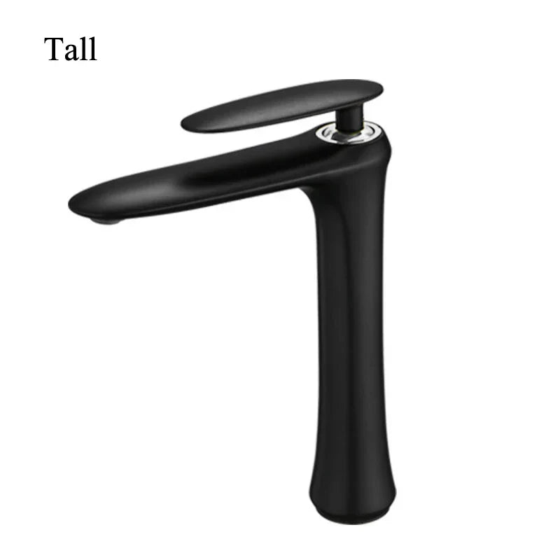 DecorBites™ Black & White Brass Bathroom Faucet with Single Lever Control
