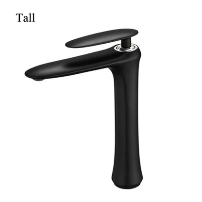 DecorBites™ Black & White Brass Bathroom Faucet with Single Lever Control
