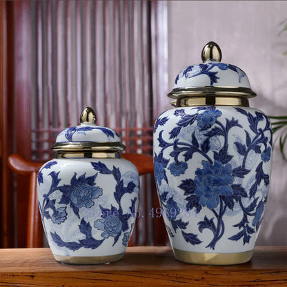 DecorBites™ Chinese Retro Storage Tank Vase with Cover for Modern Home Decoration