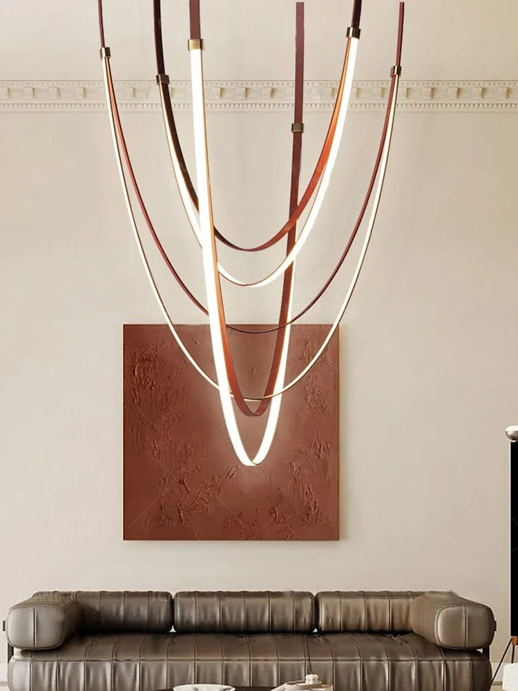 DecorBites™ Designer Leather Chandelier Belt Pendant Light for Modern Spaces