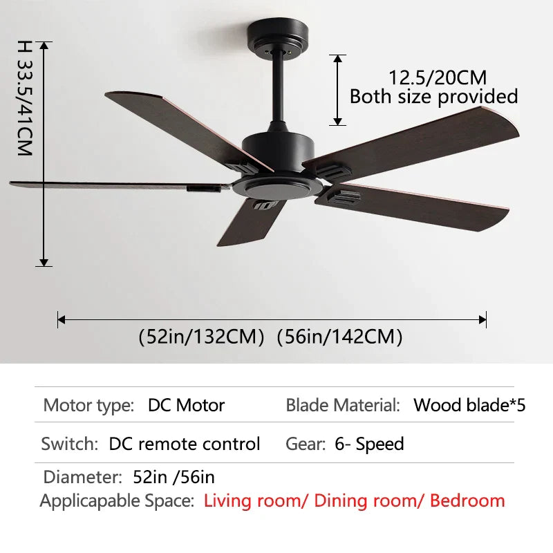 DecorBites™ 56-Inch Black Industrial Style Ceiling Fan with Remote Control for Indoor Use