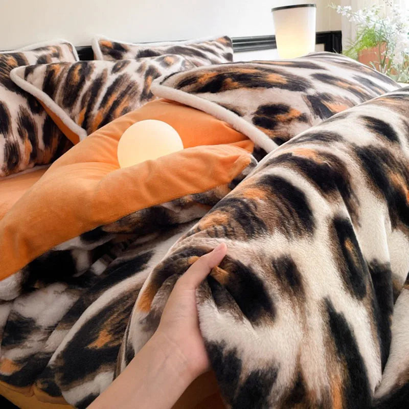 Juego de cama DecorBites™ Cozy Rabbit Hair, edredón tamaño Queen para un confort de lujo en invierno