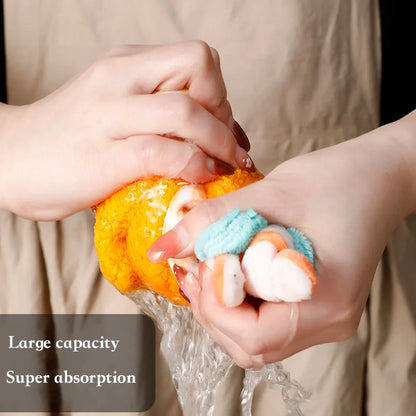 DecorBites™ Cartoon Animals Hand Towel: Soft Coral Fleece, High Absorbency, Skin Friendly Kids' Towel