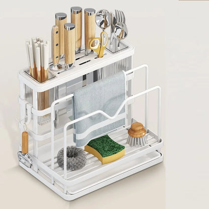 DecorBites™ Kitchen Storage Shelf: Multi-Functional Knife Holder & Sink Rack