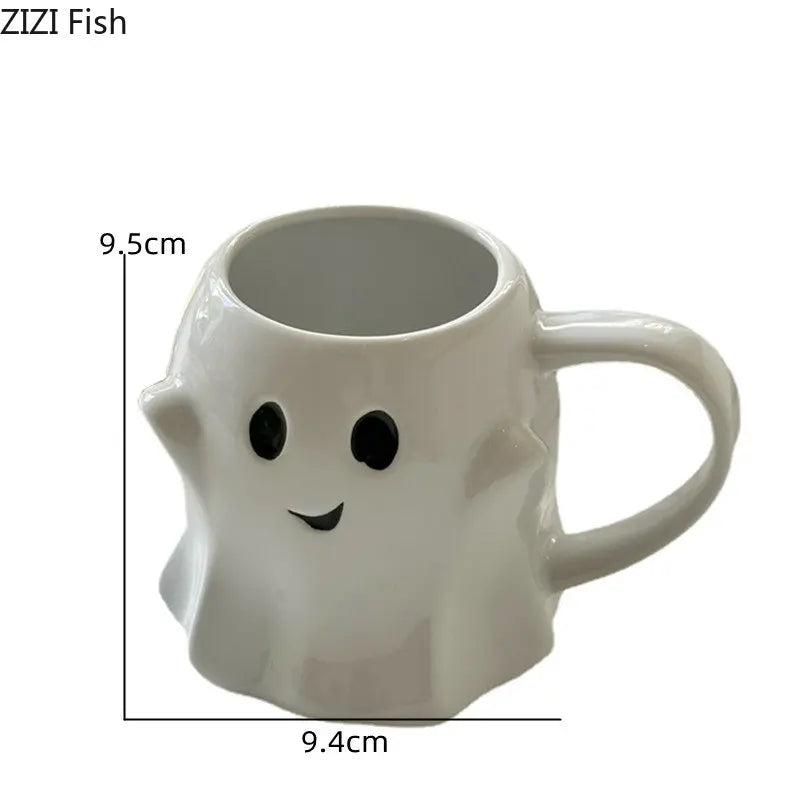DecorBites™ Cute Ghost Ceramic Mug Set for Coffee, Tea, and Milk