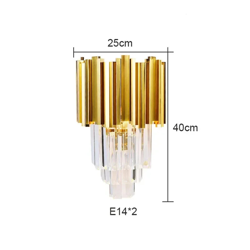 DecorBites™ Gold Crystal Wall Lamp with LED Light for Home Lighting Fixtures