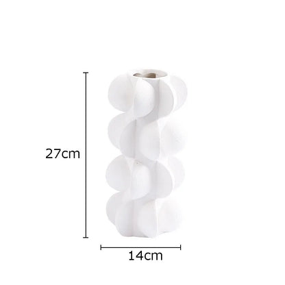 مزهرية راتنجية حلزونية هندسية من DecorBites™ - مزهرية زهور باللونين الأبيض والأسود لديكور المنزل