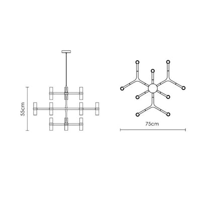 Lámpara de araña DecorBites™ Crown Major G9 de lujo para vestíbulo, oro blanco, metal cromado