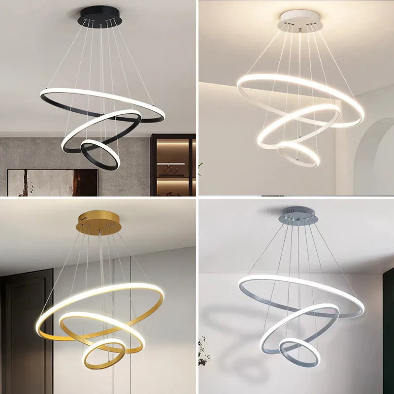 DecorBites™ Circles Chandelier Pendant Lamp 3 Rings Ceiling Light