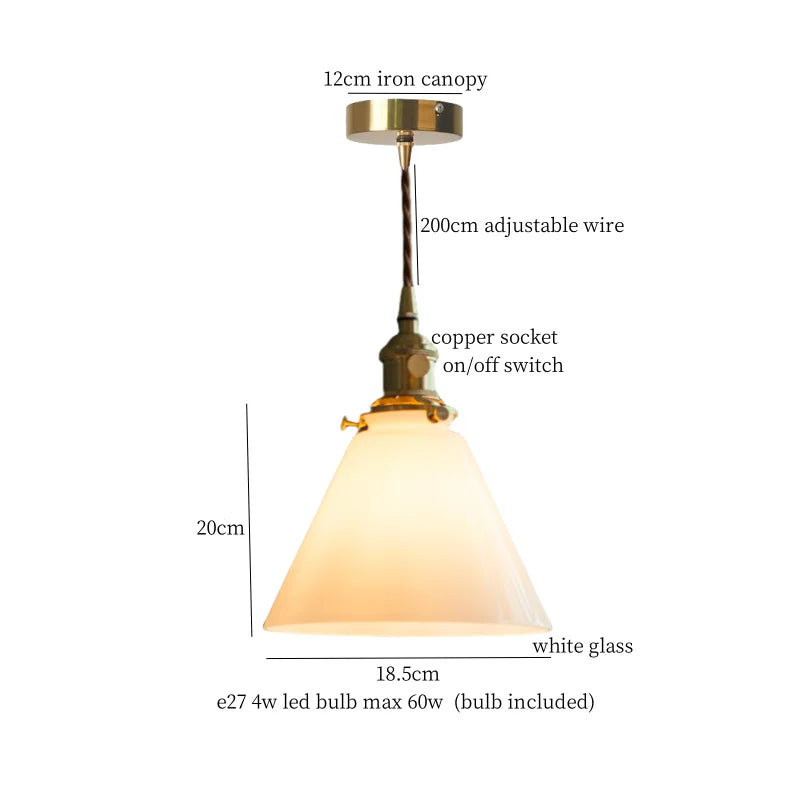 Green Glass Pendant Lamp Copper Base LED Included