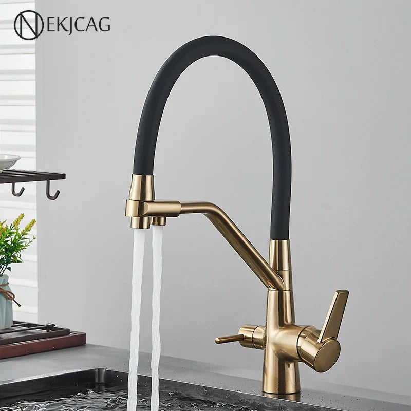 Gold 360-Degree Kitchen Faucet Stainless Steel
