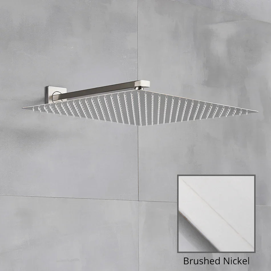 رأس دش مطري فاخر من DecorBites™ مقاس 16 بوصة مع ذراع دش مثبت على الحائط - ملحق حمام