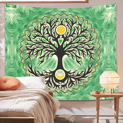 Decobites Yggdrasil Sun and Moon Tapestry - Bohemian Home Decor