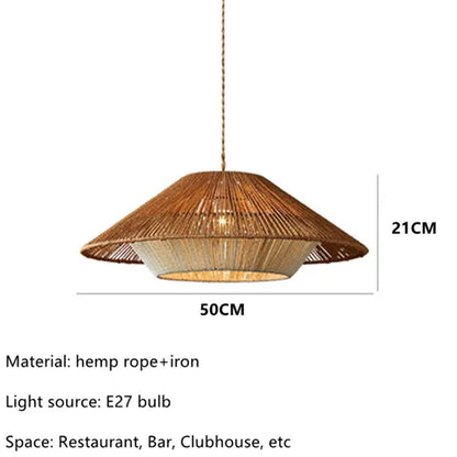 DecorBites™ Hemp Rope Rattan Weave LED Chandelier for Home Decor and Lighting